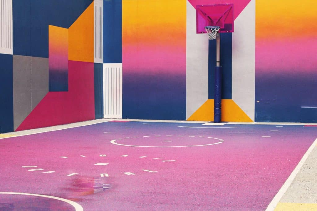 photo of multi colored basketball court