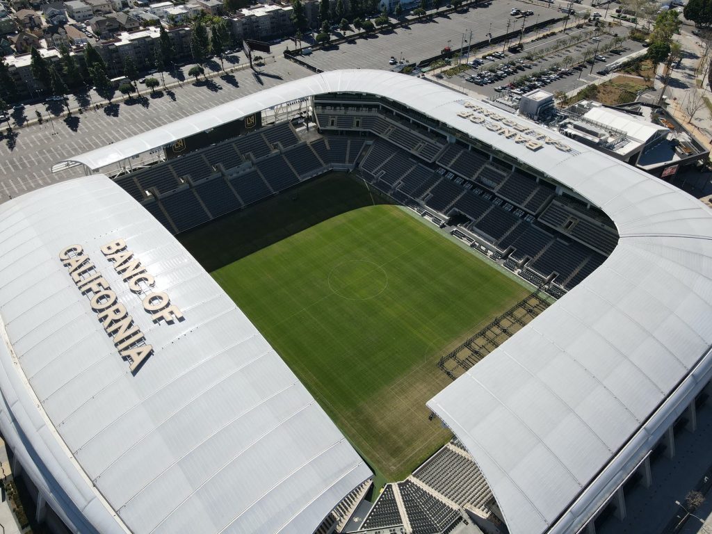 aerial view of soccer stadium